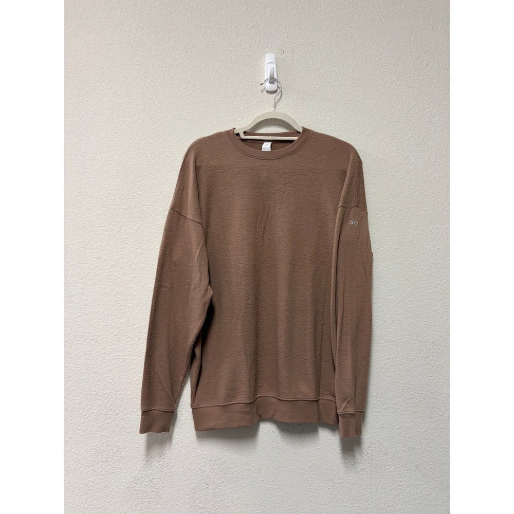 Alo Yoga Muse Crew Neck Pullover Sweatshirt Cedar Brown Ribbed Knit Small - Picture 3 of 8